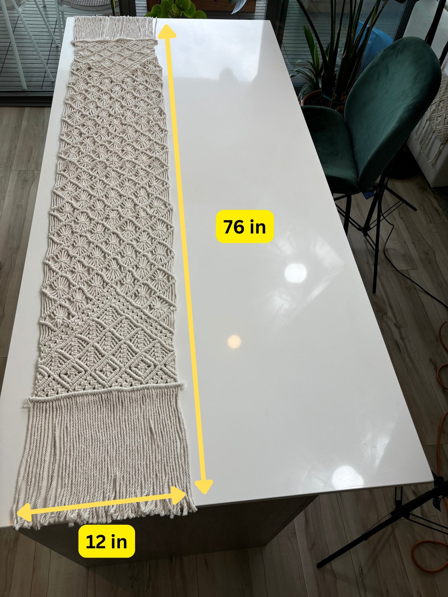 Eco-Friendly Handmade Thick Macramé Table Runner - 6 ft Length – Sustainable Boho Elegance for Your Home