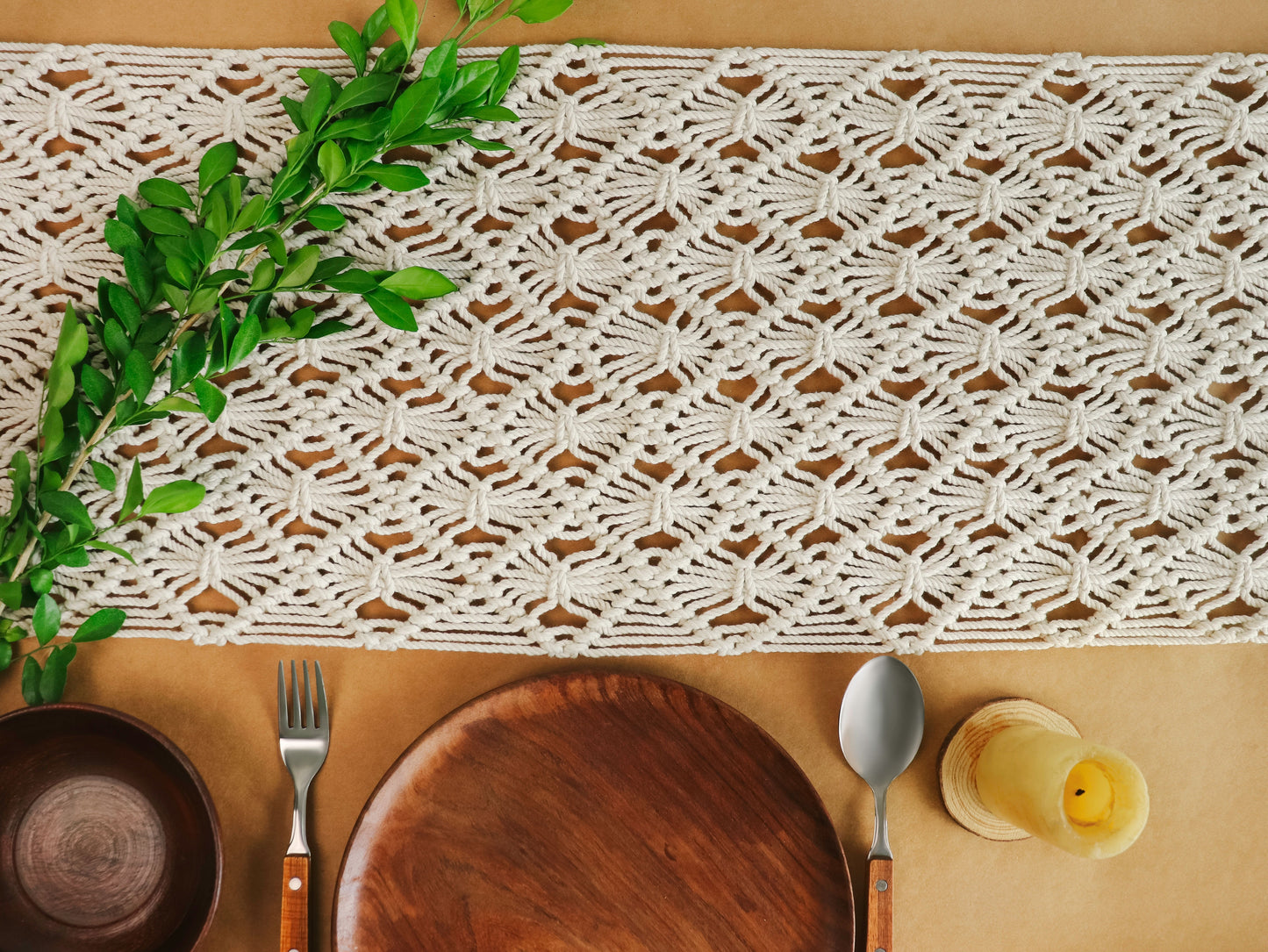 Eco-Friendly Handmade Thick Macramé Table Runner - 6 ft Length – Sustainable Boho Elegance for Your Home