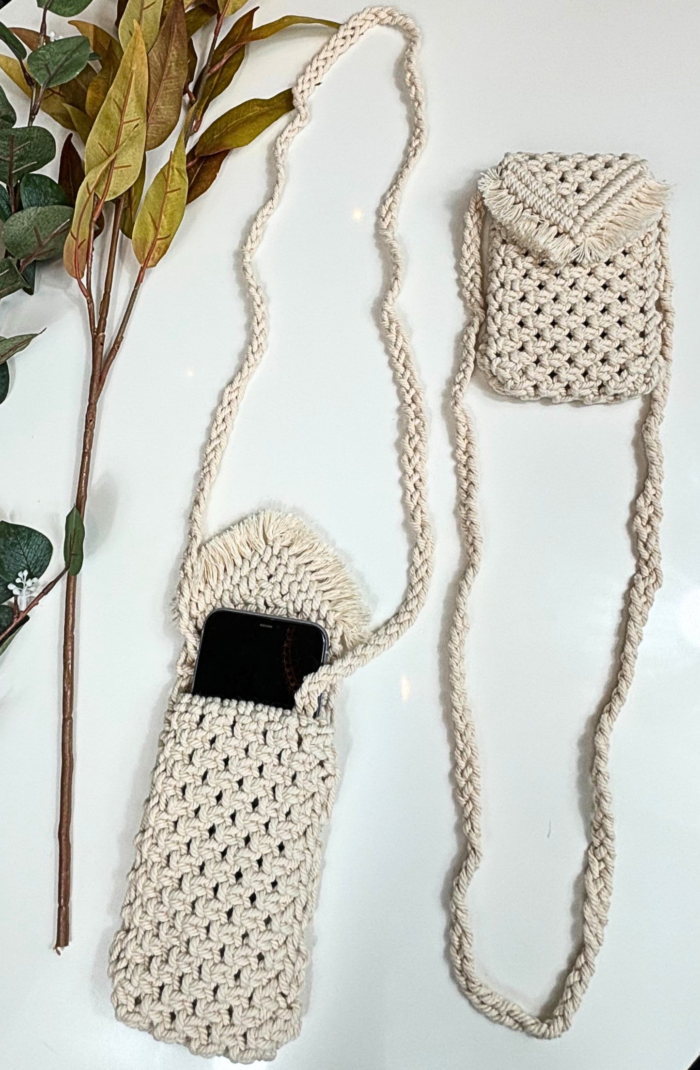 Eco-Friendly and Handmade Crossbody Phone Purse – Sustainable Boho Style, Everyday Ease - Macrame and Crochet