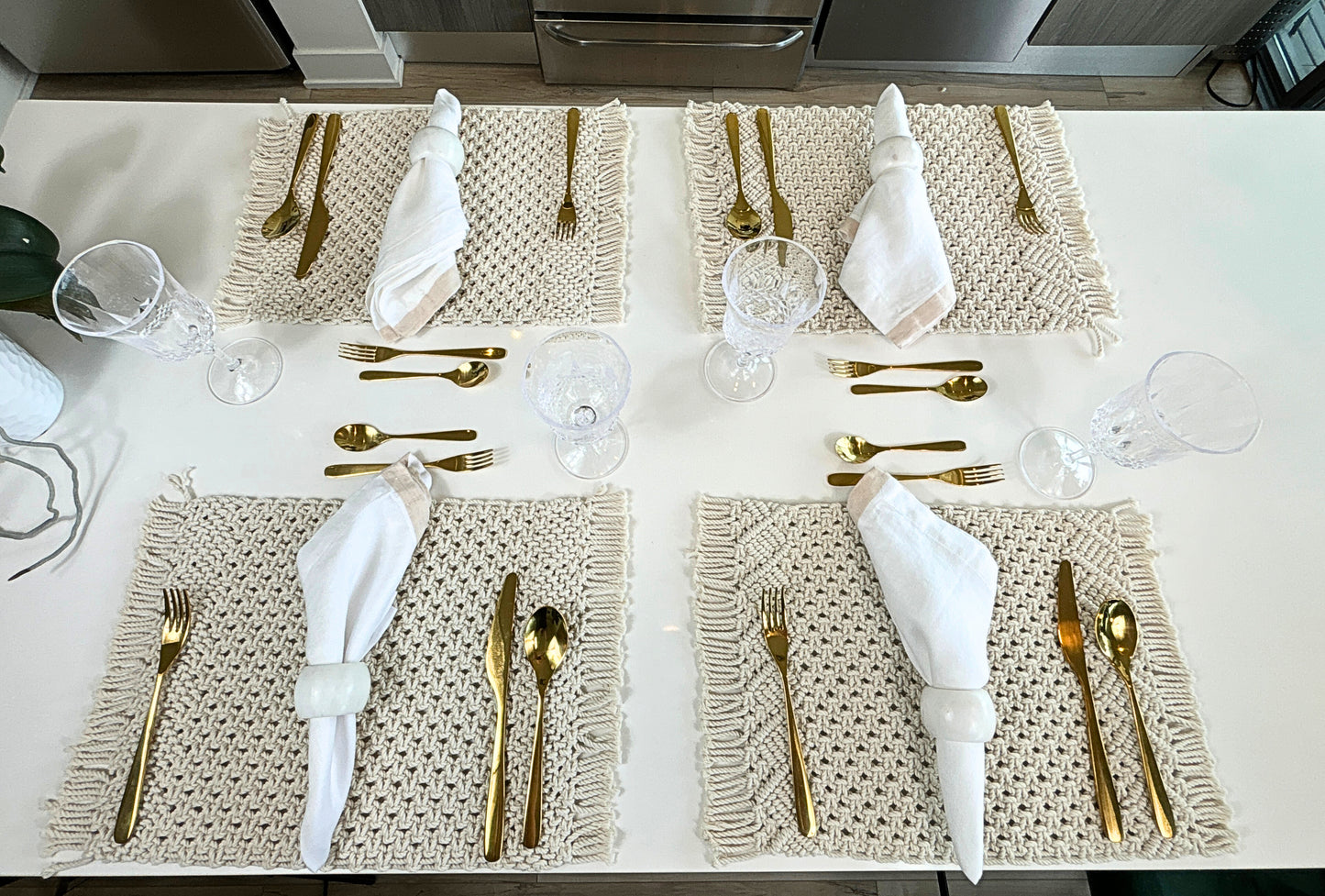 Eco-Friendly Macramé Placemats - 17in x 12in – Sustainable Cotton Table Mats for Boho Dining