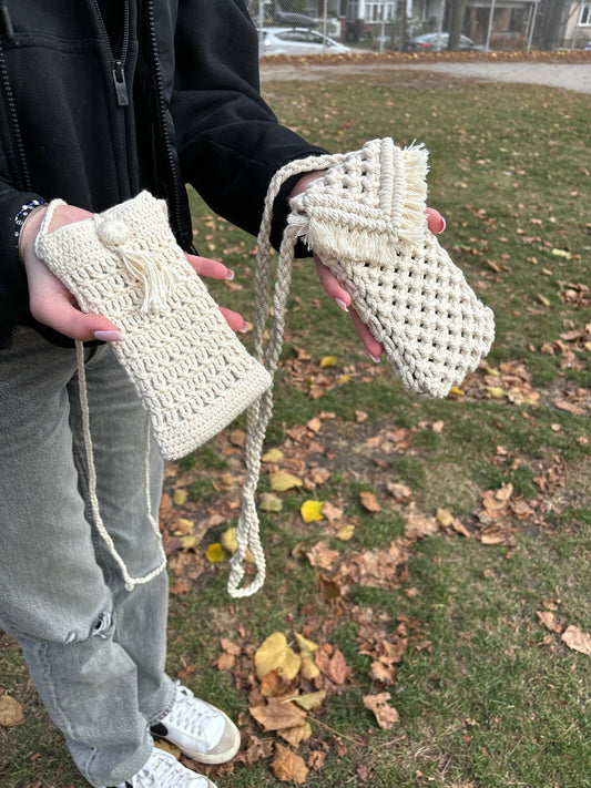 Eco-Friendly and Handmade Crossbody Phone Purse – Sustainable Boho Style, Everyday Ease - Macrame and Crochet