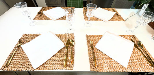Rectangular 18in x12in - Eco-Friendly Handwoven Water Hyacinth Placemats – Sustainable Table Decor for Everyday & Special Occasions