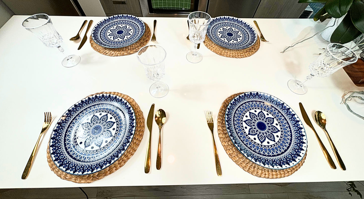 Round 12in Eco-Friendly Handwoven Water Hyacinth Placemats – Sustainable Table Decor for Everyday & Special Occasions