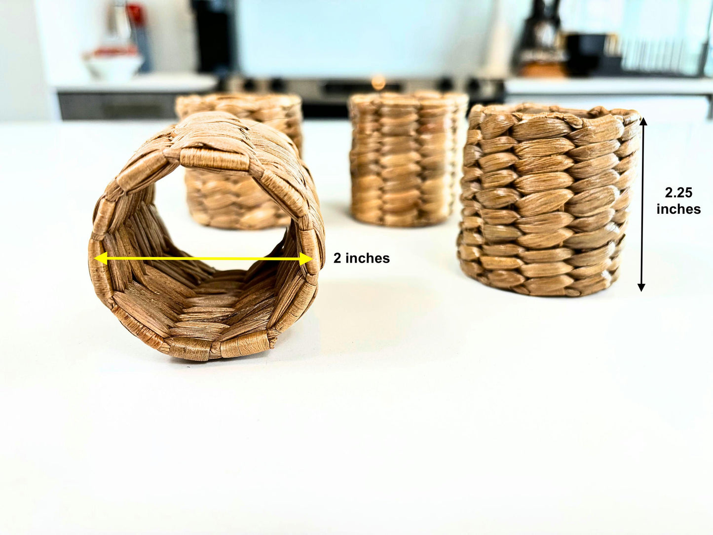 water hyacinth napkin rings hand woven for boho dining
