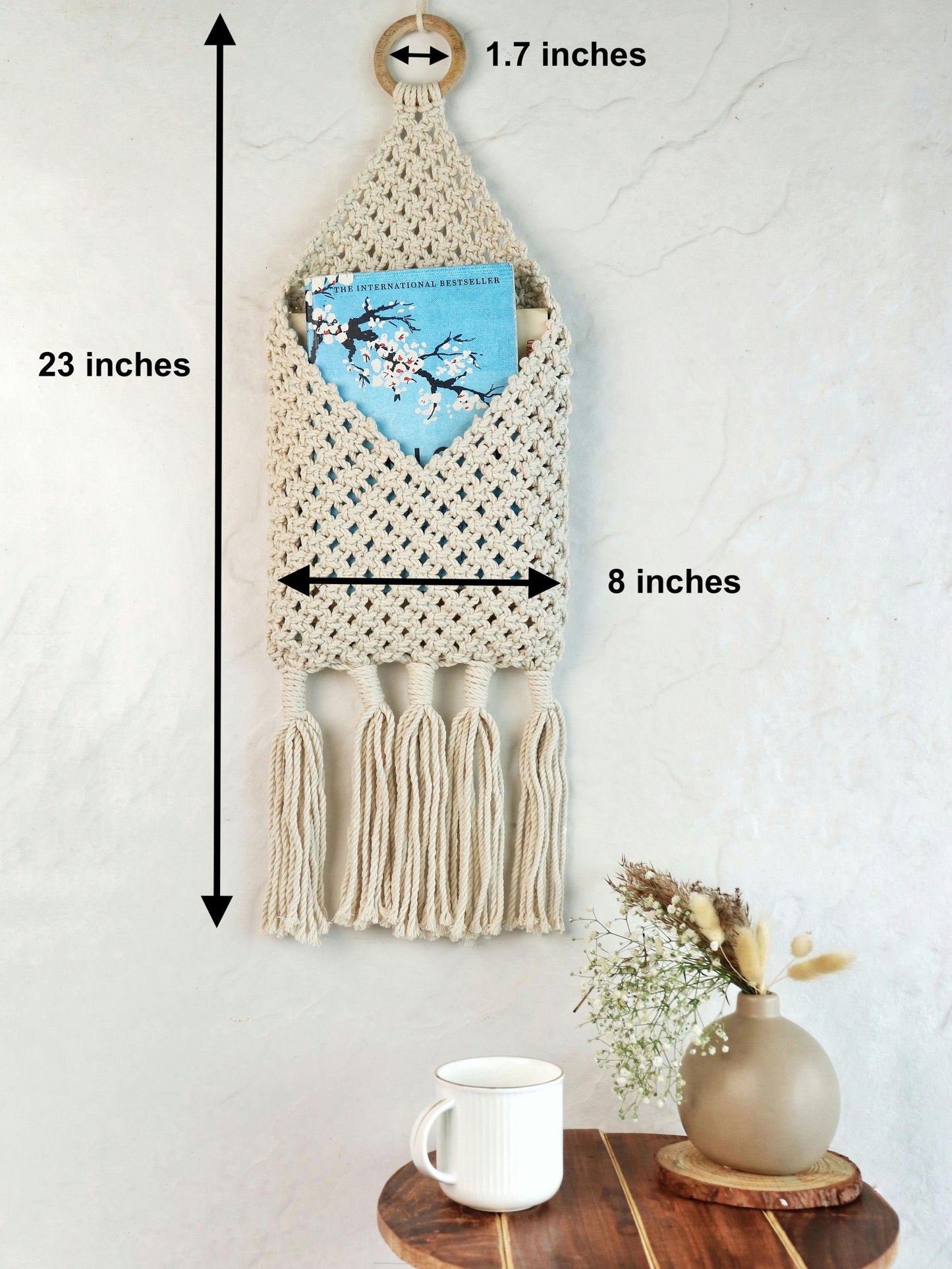 Boho White macrame wall hanging for magazine or decorations