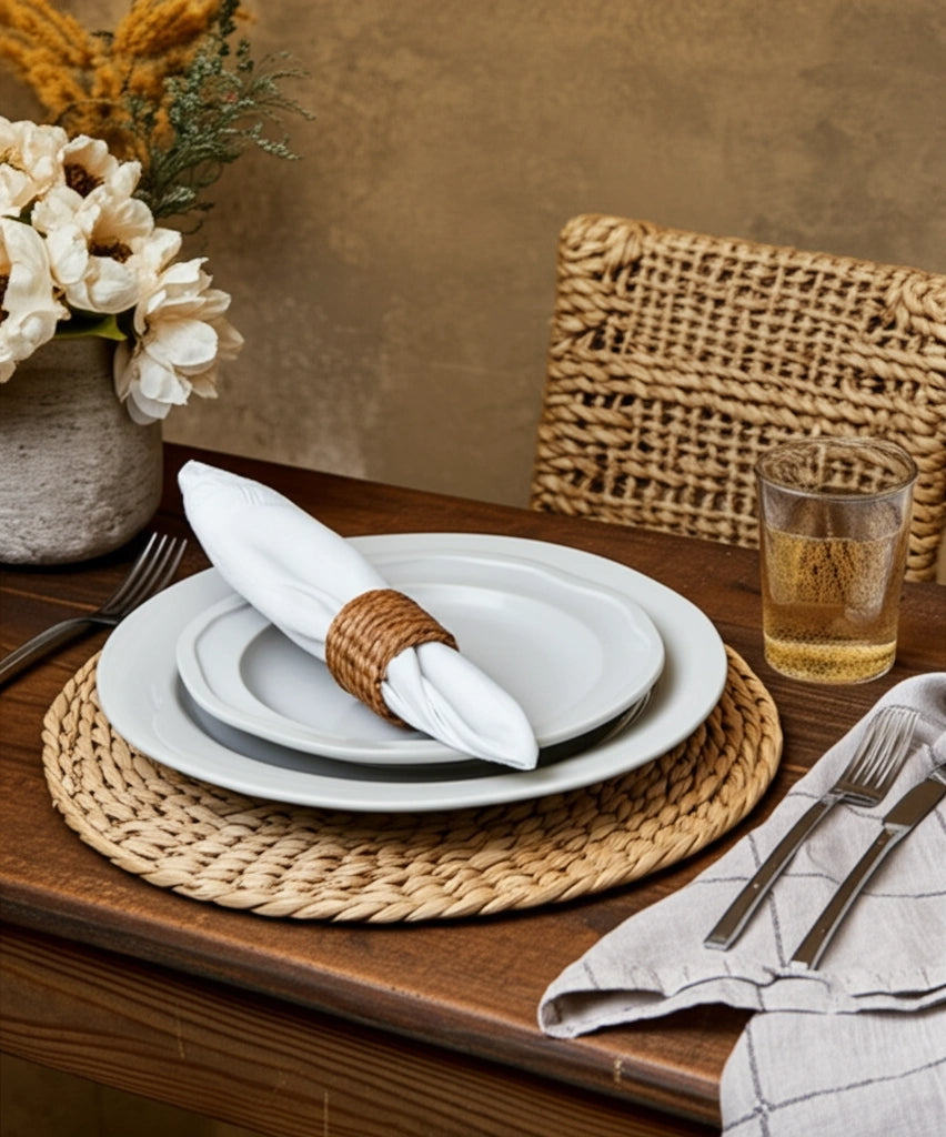 Eco-Friendly Handwoven Water Hyacinth Napkin Rings – Sustainable Boho Elegance for Your Tablescape