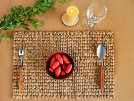 Rectangular 18in x12in - Eco-Friendly Handwoven Water Hyacinth Placemats – Sustainable Table Decor for Everyday & Special Occasions