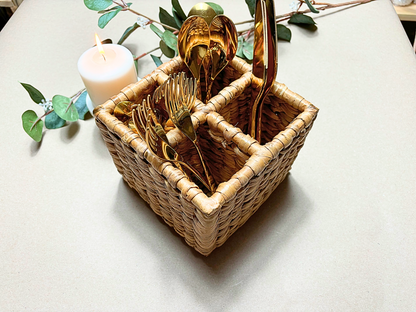 Eco-Friendly, Natural Water Hyacinth Organizer – Handwoven Caddy for Sustainable & Stylish Storage