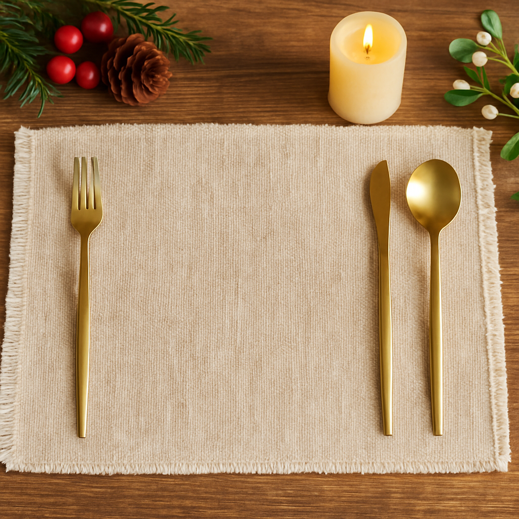 Burlap Jute placemat with cotton frills for elegant dining or weddings or events table decor