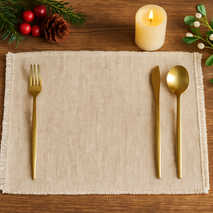 Burlap Jute placemat with cotton frills for elegant dining or weddings or events table decor