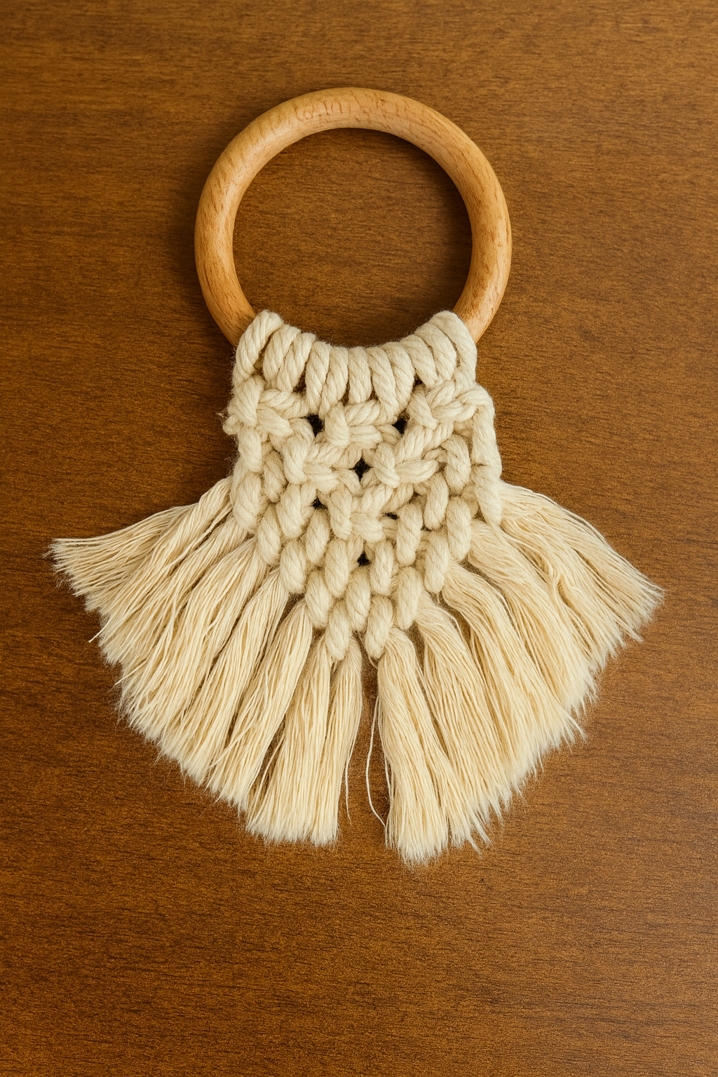 Boho napkin rings with wooden rings and macrame design for elegant dining and events and weddings table decor