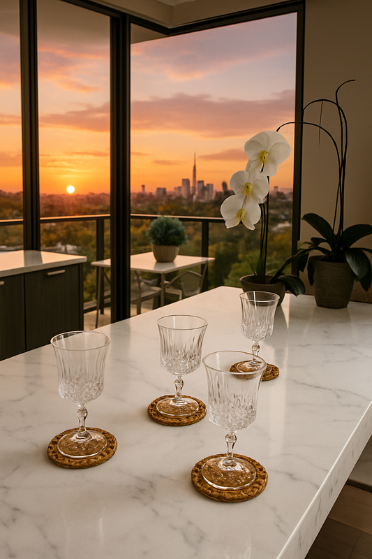 water hyacinth wicker drin coaster for boho dining decor