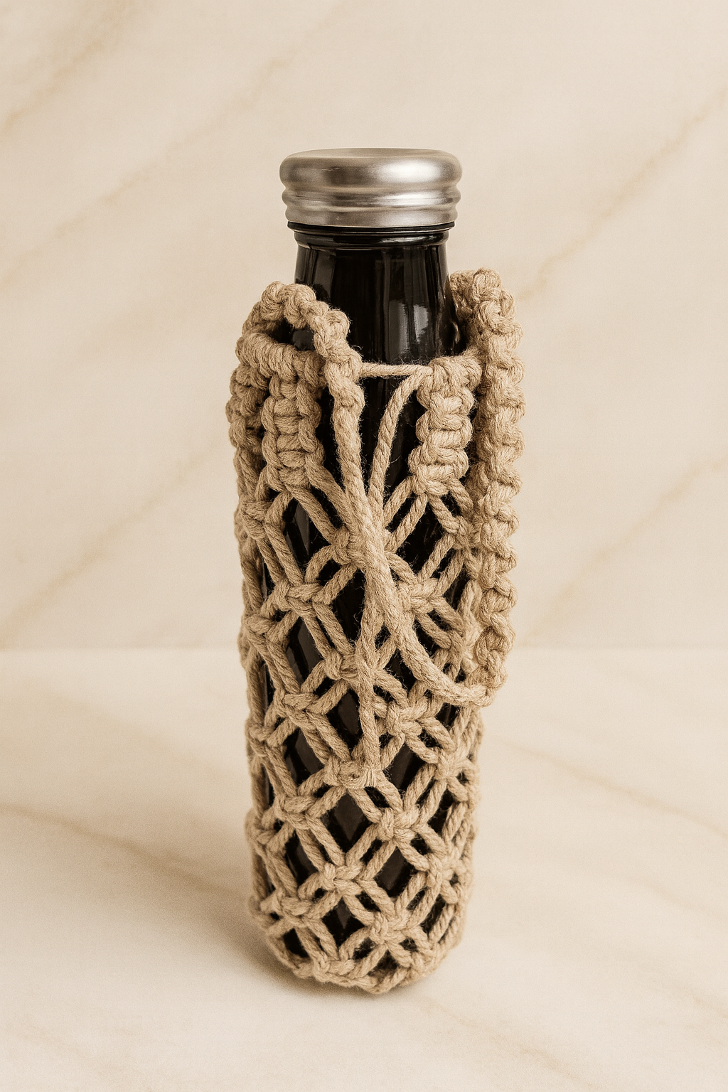 macrame water bottle bag