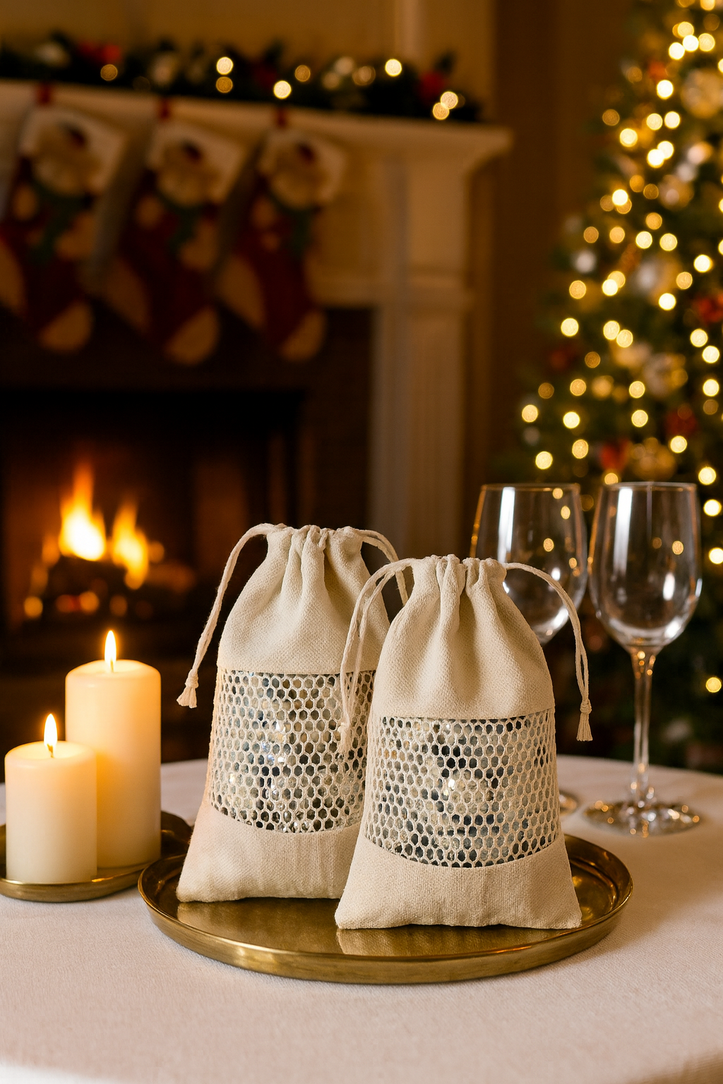 🌿 Sustainable Canvas Pouches with Drawstring and Cotton Mesh Window – Biodegradable, Reusable & Customizable