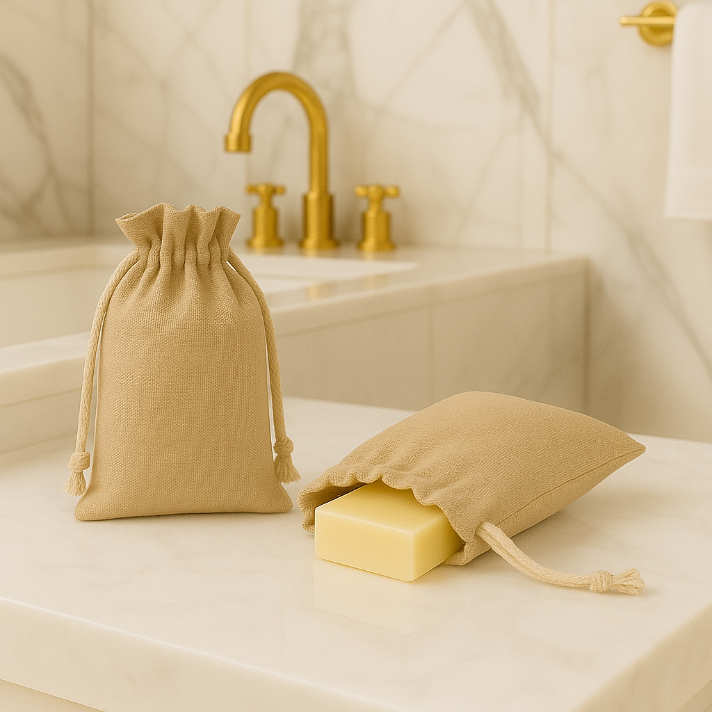 🌿 Sustainable Cotton Canvas Pouches with Drawstring – Biodegradable, Reusable & Fully Personalizable