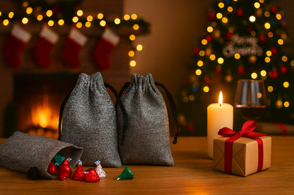 Elegant Grey Fabric Favor Bags – Sustainable, Reusable & Perfect for Weddings, Events, and Jewelry