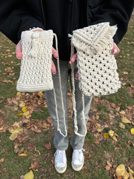 Eco-Friendly and Handmade Crossbody Phone Purse – Sustainable Boho Style, Everyday Ease - Macrame and Crochet