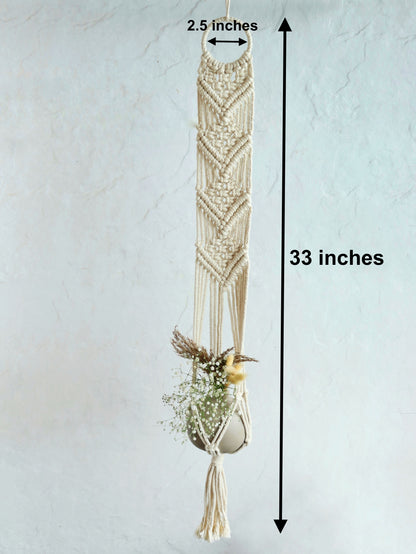 Eco-Friendly Macramé Plant Hanger – Handmade Cotton Hanging Planter for Boho & Sustainable Homes