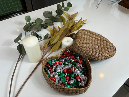 Heart-Shaped Woven Basket – Eco-Friendly Gift Box & Boho Wedding Decor