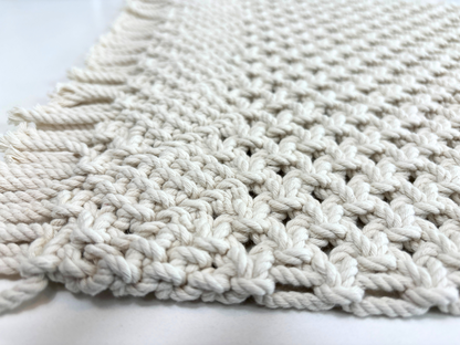 Eco-Friendly Macramé Placemats - 17in x 12in – Sustainable Cotton Table Mats for Boho Dining