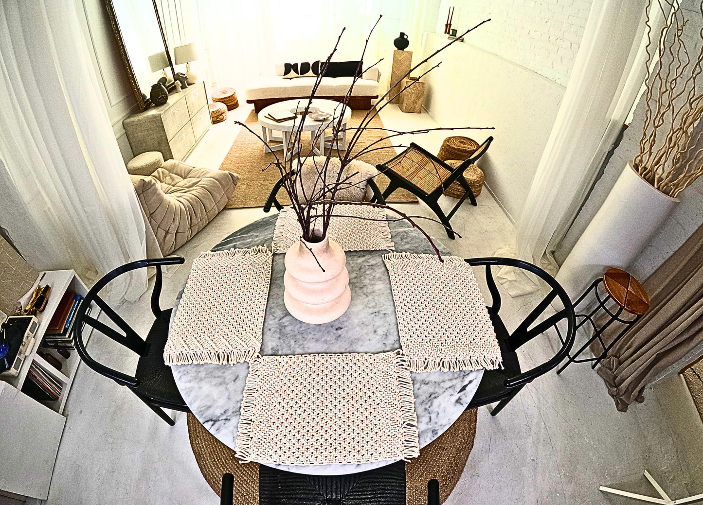 Eco-Friendly Macramé Placemats - 17in x 12in – Sustainable Cotton Table Mats for Boho Dining