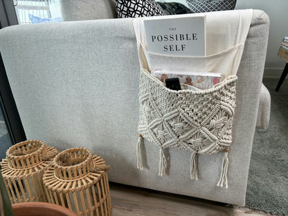 Eco-Friendly Handwoven Macrame Sofa Caddy – Sustainable Boho Storage and Décor