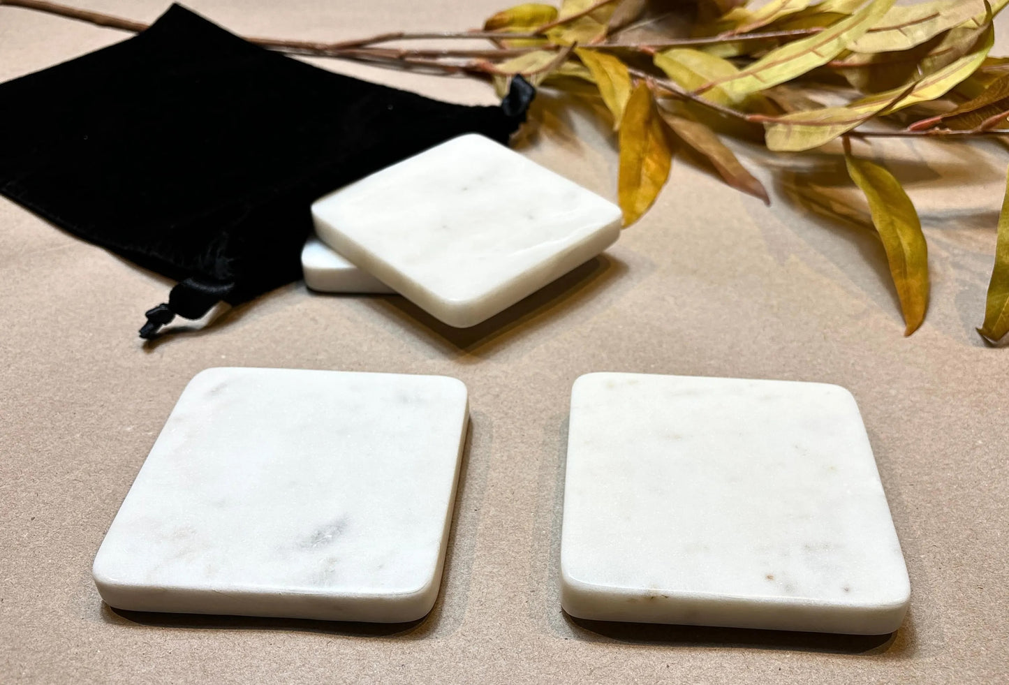 Square Marble Coasters – Sustainable Elegance for Your Home