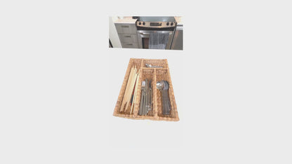 Eco-Friendly Water Hyacinth Cutlery & Drawer Organizer – Sustainable Handwoven Storage Tray for Kitchen & Home