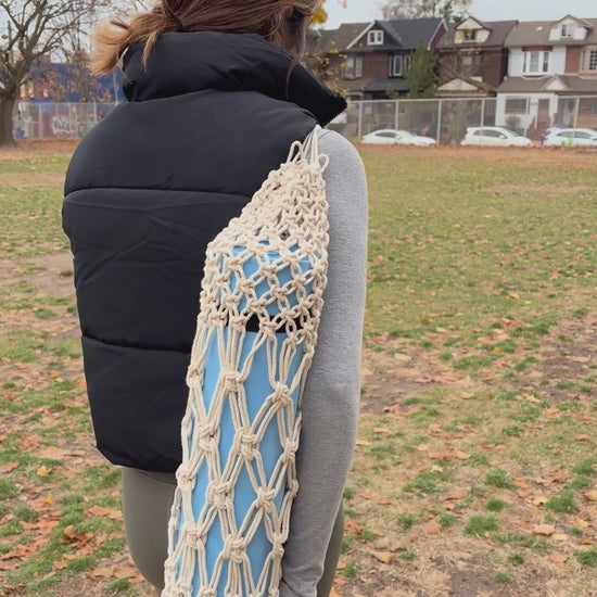Thick Intricate Weave Macrame Yoga Mat Holder with Strap