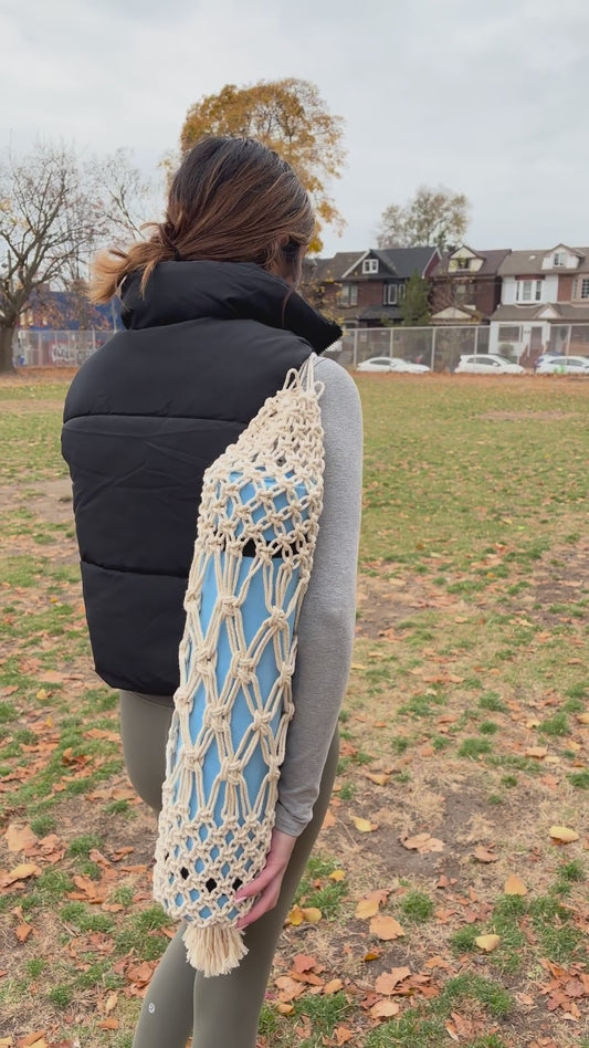 Thick Intricate Weave Macrame Yoga Mat Holder with Strap