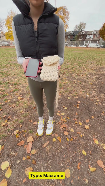 Eco-Friendly and Handmade Crossbody Phone Purse – Sustainable Boho Style, Everyday Ease - Macrame and Crochet